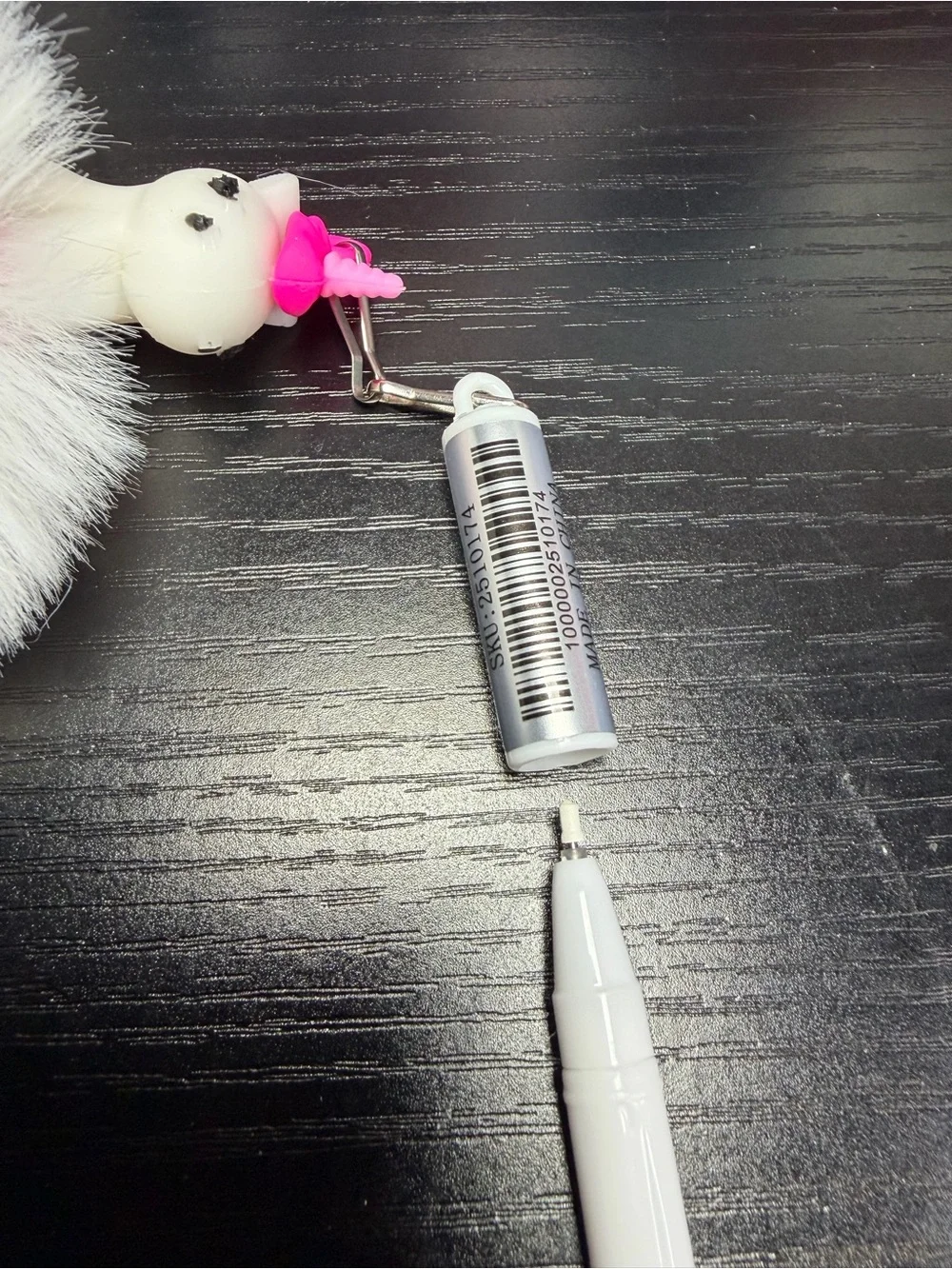3pc Plush Pom-Pom Unicorn Pen Keychain - Blue, Pink, White